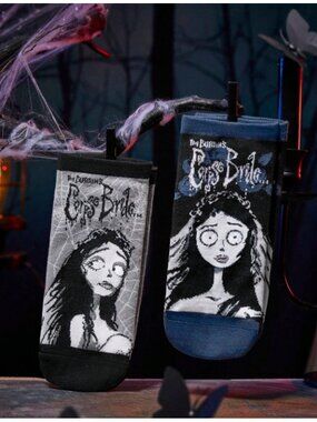 Corpse Bride Women’s Ankle Socks – 2 Pair Set, Cute Cartoon Wedding Lover Design